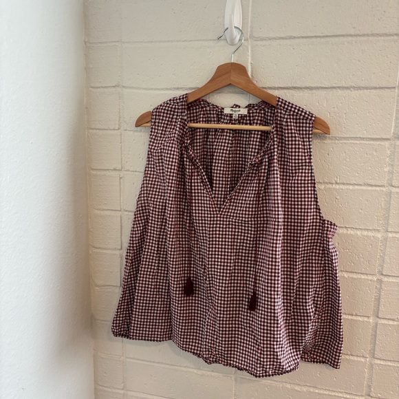 Madewell Bellshift Red White Gingham Check Sleeveless Top. Size XL. - Picture 12 of 14